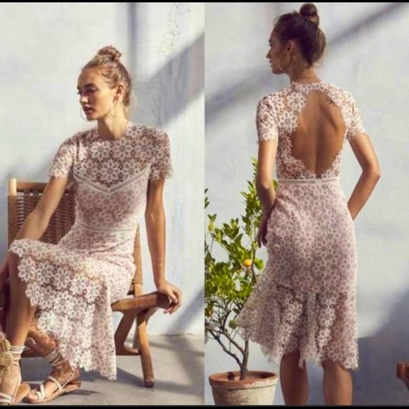 SAYLOR Dresses & Skirts - Sailor White Pink Cocktail Midi Lace Summer Dress New With Tags Wedding